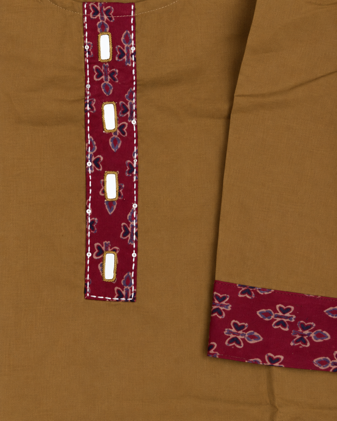 YELLOW AJARAK & MIRROR SHORT KURTI