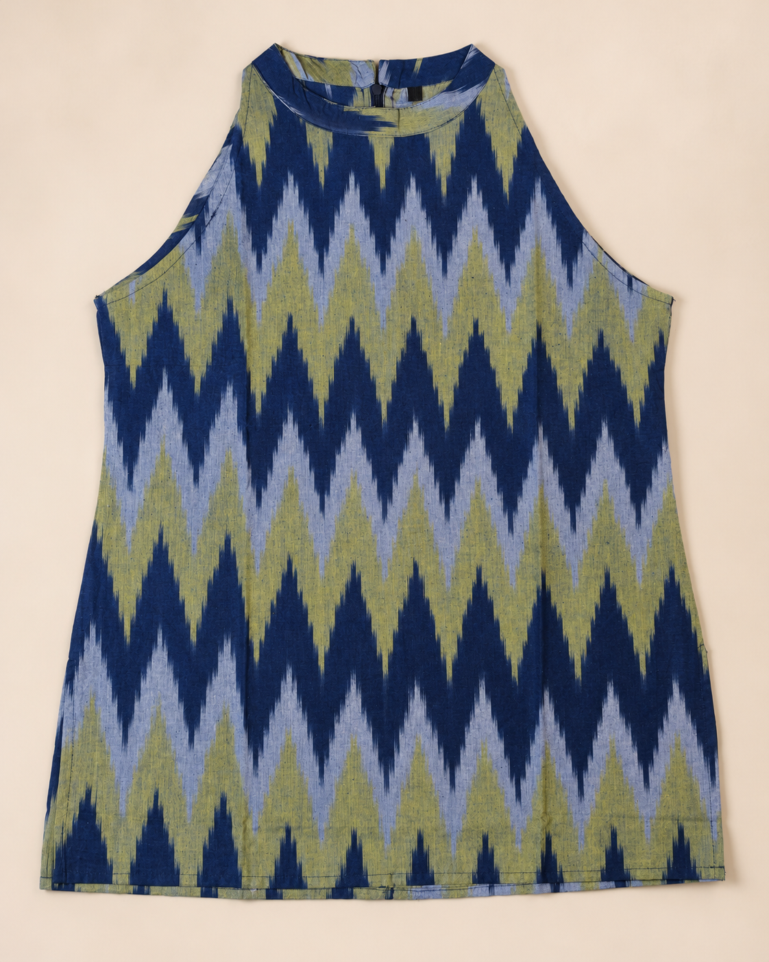 BLUE IKKAT HALTER TOP