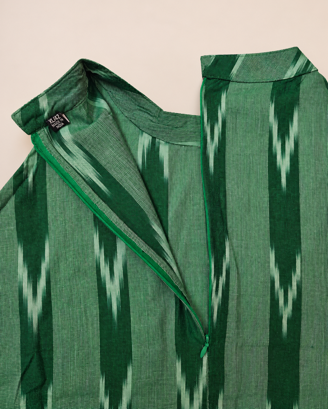 GREEN IKKAT HALTER TOP