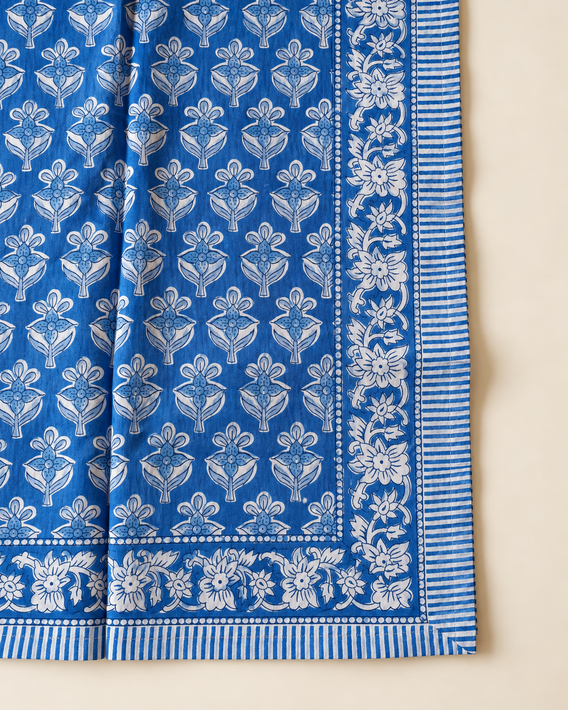 BLUE BLOCK PRINT KAFTAN SHIRT - 2