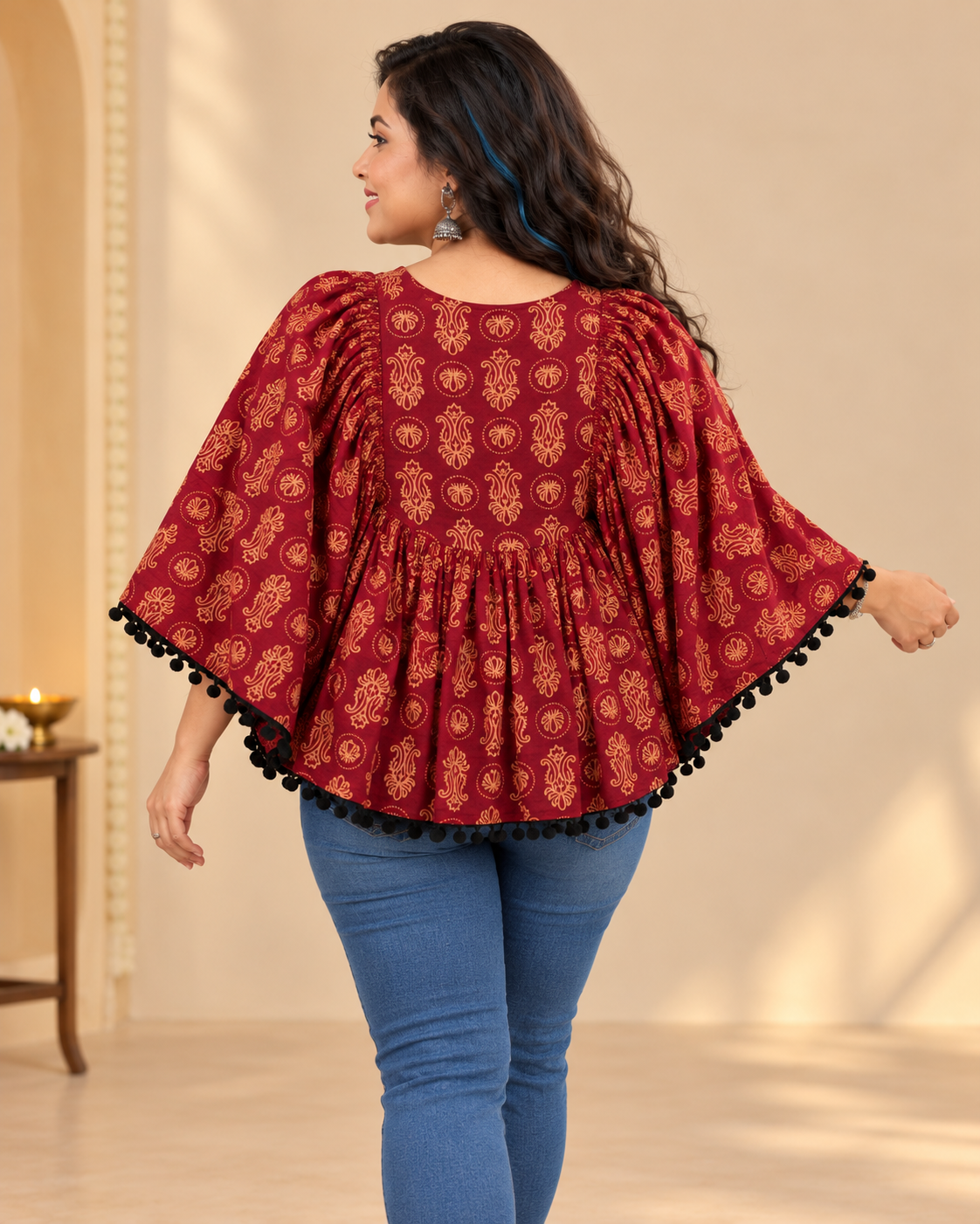 MAROON AJARAK & MIRROR PONCHO