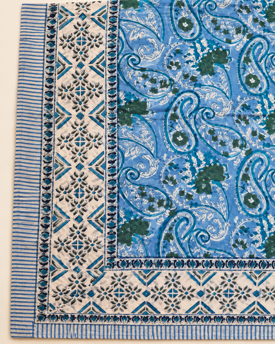 BLUE BLOCK PRINT KAFTAN SHIRT - 1