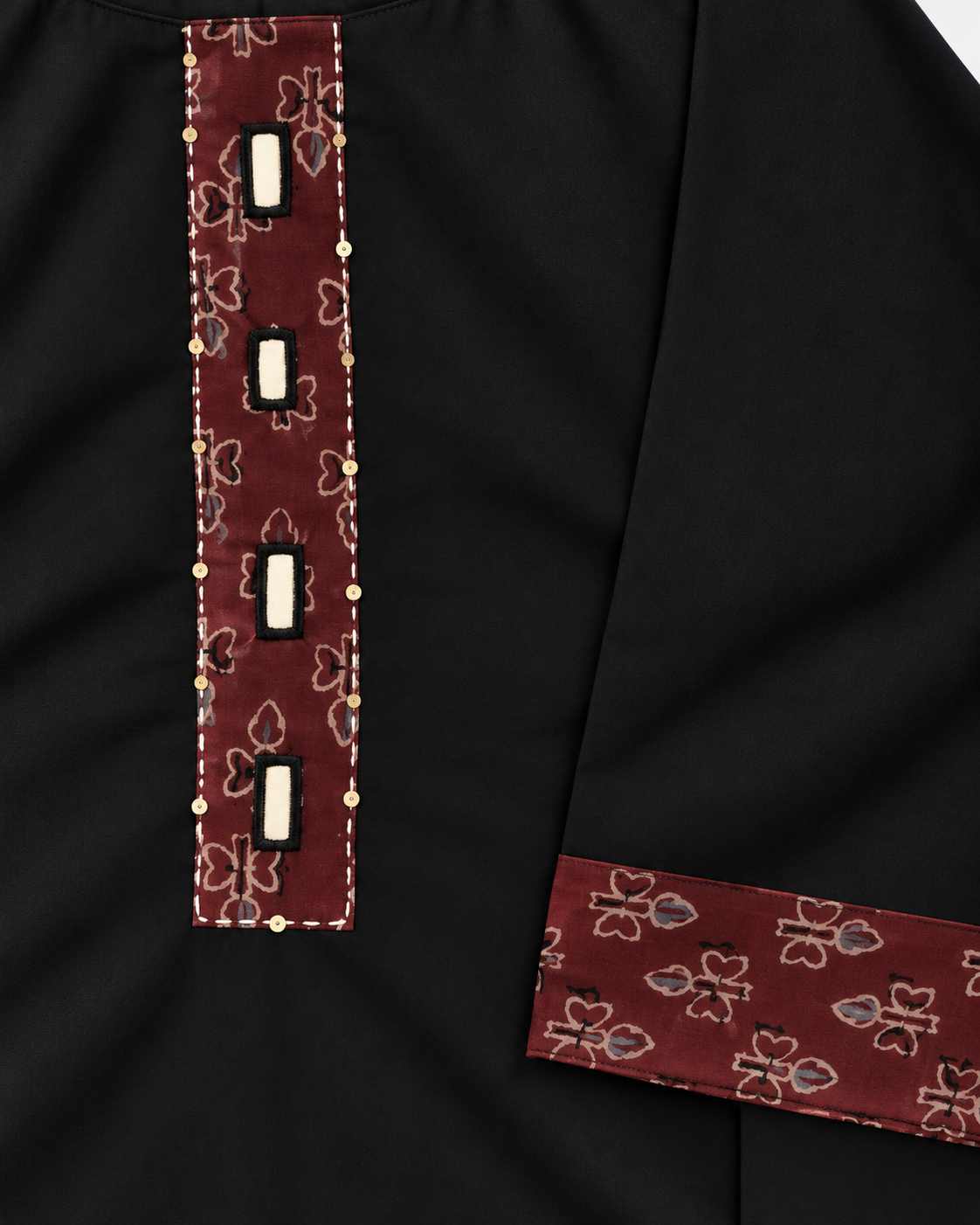Black AJARAK & MIRROR SHORT KURTI