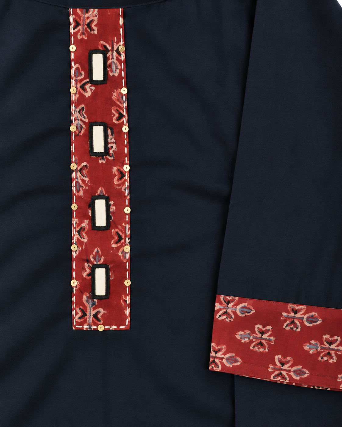 INDIGO AJARAK & MIRROR SHORT KURTI