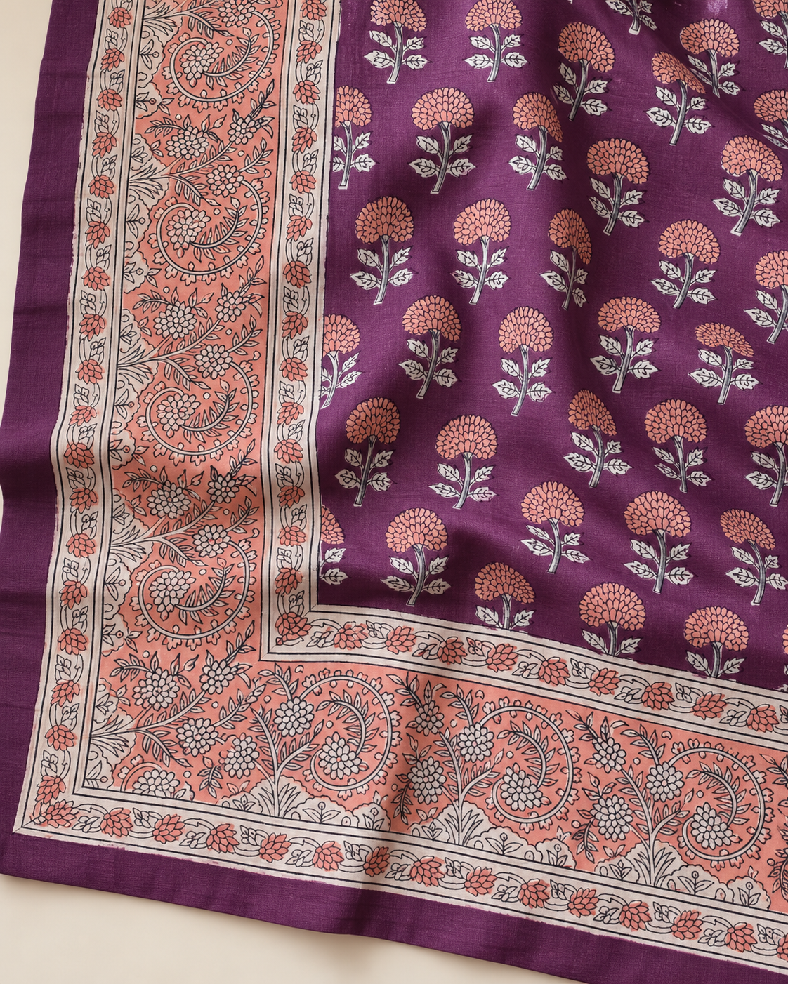 WINE BLOCK PRINT KAFTAN SHIRT